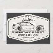ヴィンテージレトロな車の誕生日 招待状 (正面)