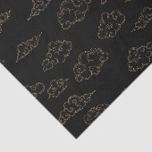 ヴィンテージレトロな金ゴールドが黒い上に様式化された雲 薄葉紙 (詳細)