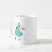ヴィンテージレトロのクリスマスの女性とスコティドッグ コーヒーマグカップ (正面左)