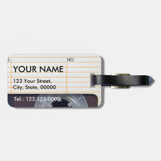 ヴィンテージレトロのファッションドな80s Mixtapeのオーディオ・テープのラベル ラゲッジタグ (裏面横)