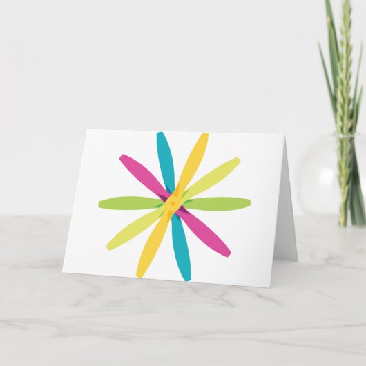 ヴィンテージレトロのプロペラフラワー飛行機のプロップ設計 カード (正面)