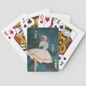 ヴィンテージレトロの女の子の冬のホワイトクリスマス トランプ (裏面)