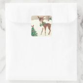 ヴィンテージレトロの鳥付きクリスマスシカ スクエアシール (バッグ)