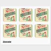 ヴィンテージレトロはクリスマス猫を飼っている スクエアシール (シート)