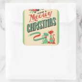 ヴィンテージレトロはクリスマス猫を飼っている スクエアシール (バッグ)