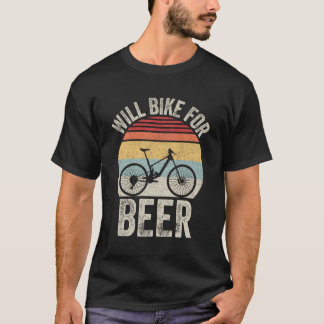 ヴィンテージレトロはビールサイクリングMtb Mountaのための自転車 Tシャツ