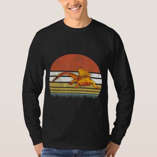 ヴィンテージレトロひげドラゴンサンセット Tシャツ (正面)