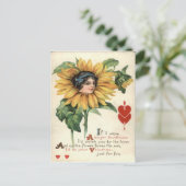 ヴィンテージレトロひまわりバレンタインカード シーズンポストカード (スタンド正面)