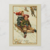 ヴィンテージレトロをテーマにしたクリスマスウィンター シーズンポストカード (正面)