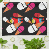 ヴィンテージレトロアイスクリームアート キッチンタオル (折り畳み)