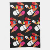 ヴィンテージレトロアイスクリームアート キッチンタオル (縦)