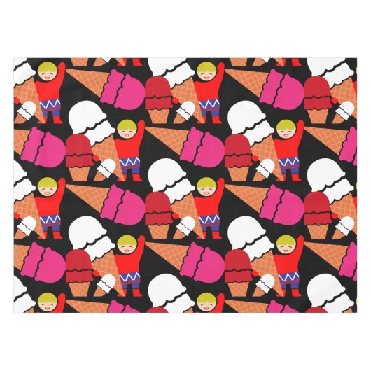 ヴィンテージレトロアイスクリームアート テーブルクロス (正面(横))