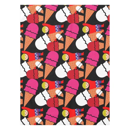 ヴィンテージレトロアイスクリームアート テーブルクロス (正面)