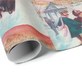 ヴィンテージレトロアイススケートで滑るクリスマスアート ラッピングペーパー (ロールコーナー)