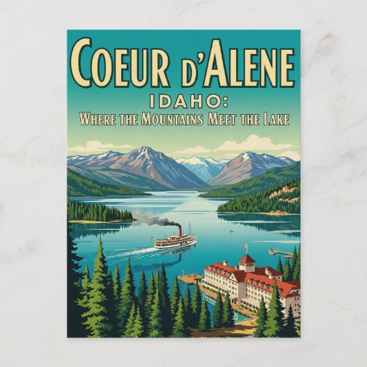 ヴィンテージレトロアイダホレイククーラレンポストカード ポストカード (正面)