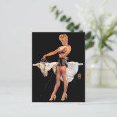 ヴィンテージレトロアイロンピンナップガール ポストカード (スタンド正面)