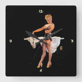 ヴィンテージレトロアイロンピンナップガール ラージ壁時計