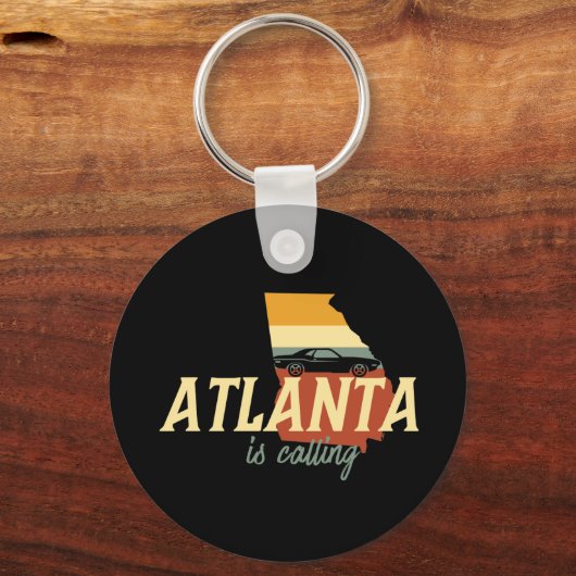 ヴィンテージレトロアトランタグルジアUSAシティマップ キーホルダー (正面)