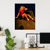 ヴィンテージレトロアルブエルボーリングピンアップガール ポスター (ホームオフィス)