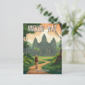 ヴィンテージレトロアンコールワットカンボジア ポストカード (スタンド正面)