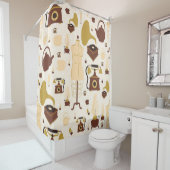 ヴィンテージレトロアンティーク音素計マネキンセピア シャワーカーテン (インサイチュ)