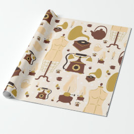 ヴィンテージレトロアンティーク音素計マネキンセピア ラッピングペーパー