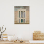 ヴィンテージレトロアーキテクチャスケッチ建物ファサード ポスター (キッチン)