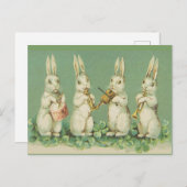 ヴィンテージレトロアートイースターバニーバニーオーケストラ シーズンポストカード (正面/裏面)