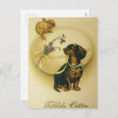 ヴィンテージレトロアートドイツ産卵ダックシュント復活祭 シーズンポストカード (正面/裏面)