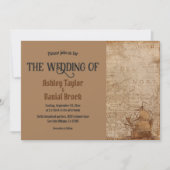 ヴィンテージレトロアールデコオールドマップサイロ結婚ート 招待状 (正面)