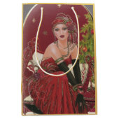 ヴィンテージレトロアールデコ女性クリスマスホリデイ ミディアムペーパーバッグ (正面)