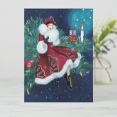 ヴィンテージレトロアールデコ女性クリスマス シーズンカード (スタンド正面)