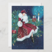 ヴィンテージレトロアールデコ女性クリスマス シーズンカード (正面)