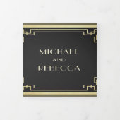 ヴィンテージレトロアールデコ結婚写真 三つ折り招待状 (カバー)