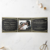 ヴィンテージレトロアールデコ結婚写真 三つ折り招待状 (内部)