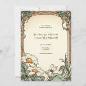 ヴィンテージレトロアールヌーボーボタニカルザデイト 招待状 (正面)