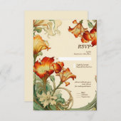 ヴィンテージレトロアールヌーボーボタニカルRSVP 出欠カード (正面/裏面)