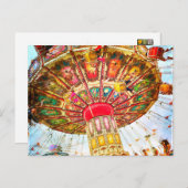 ヴィンテージレトロイエローカーニバルスイングライド写真 ポストカード (正面/裏面)