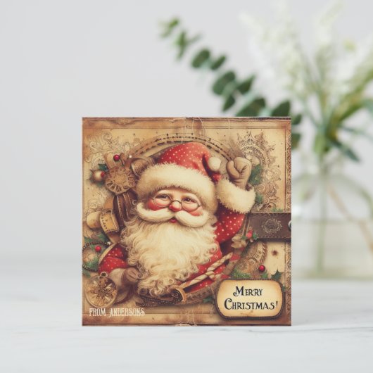 ヴィンテージレトロイラストレーションサンタクロースホーホ シーズンカード (スタンド正面)