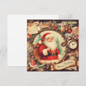 ヴィンテージレトロイラストレーションサンタクロース微笑 シーズンカード (正面/裏面)