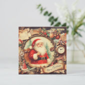 ヴィンテージレトロイラストレーションサンタクロース微笑 シーズンカード (スタンド正面)