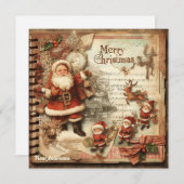 ヴィンテージレトロイラストレーションサンタクロース微笑 シーズンカード (正面/裏面)