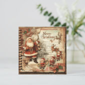 ヴィンテージレトロイラストレーションサンタクロース微笑 シーズンカード (スタンド正面)