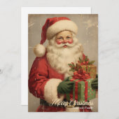 ヴィンテージレトロイラストレーションサンタクロース微笑 シーズンカード (正面/裏面)