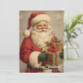 ヴィンテージレトロイラストレーションサンタクロース微笑 シーズンカード (スタンド正面)