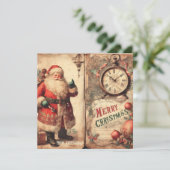 ヴィンテージレトロイラストレーションサンタクロース微笑 シーズンカード (スタンド正面)