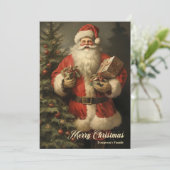 ヴィンテージレトロイラストレーションサンタクロース |プレゼント シーズンカード (スタンド正面)