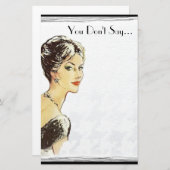 ヴィンテージレトロイラストレーション皮肉引用文 便箋 (正面/裏面)