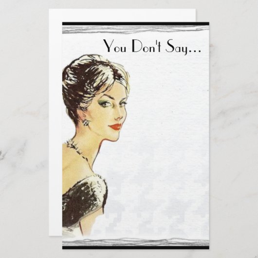 ヴィンテージレトロイラストレーション皮肉引用文 便箋 (正面/裏面)