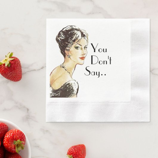 ヴィンテージレトロイラストレーション皮肉引用文 縁ありカクテルナプキン